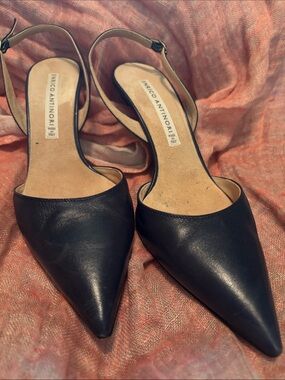 Enrico Antinori navy Pointed Slingback Pumps